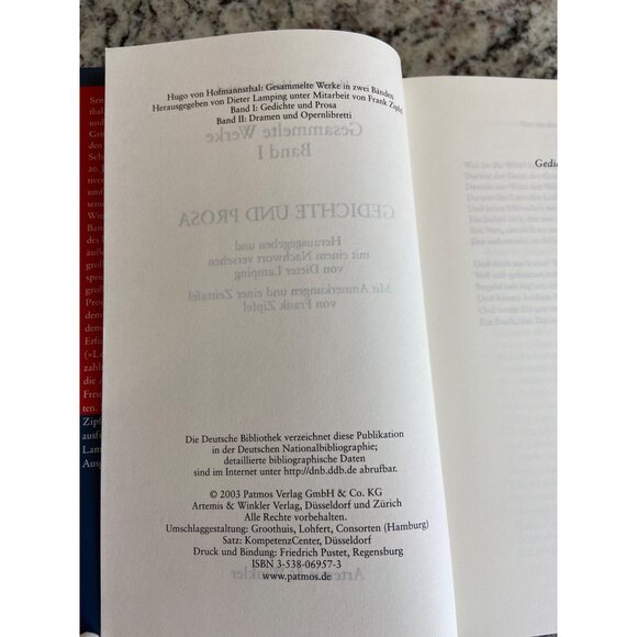 Gesammelte Werke 1 Gedichte und Prosa Hugo von Hofmannsthal Hardcover 2003 - Picture 5 of 11